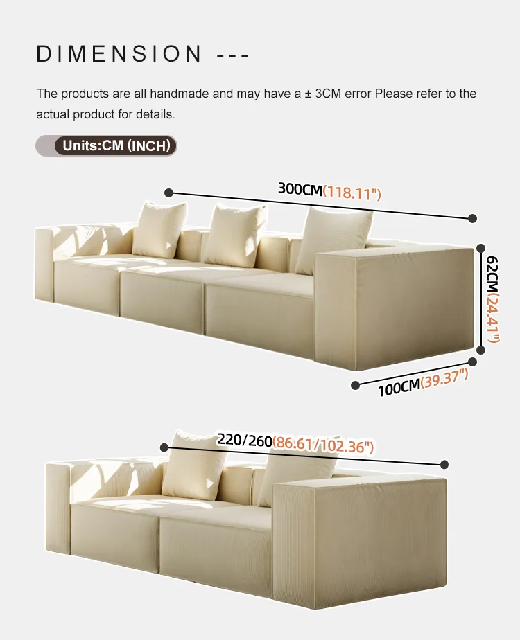 Classic Three-Seat Sofa - Detail - KCK.CASA Compressed Sofa