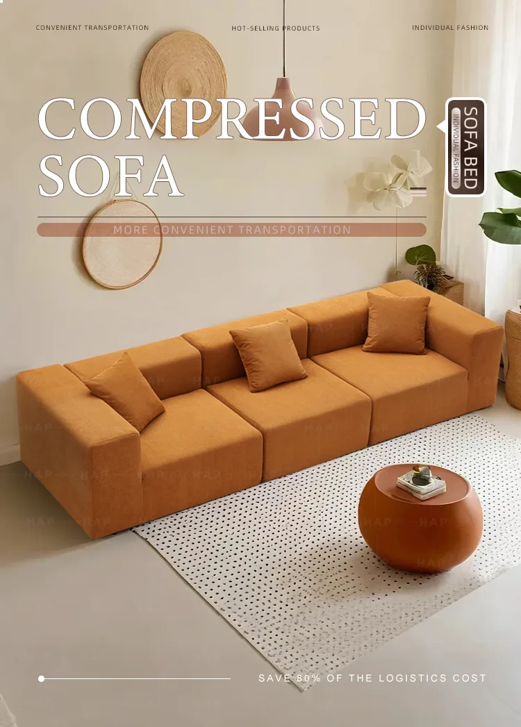 Elegant Three-Seat Sofa - Detail - KCK.CASA Compressed Sofa