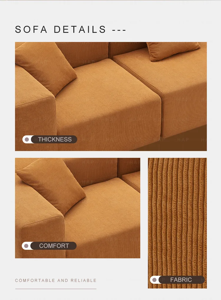 Elegant Three-Seat Sofa - Detail - KCK.CASA Compressed Sofa