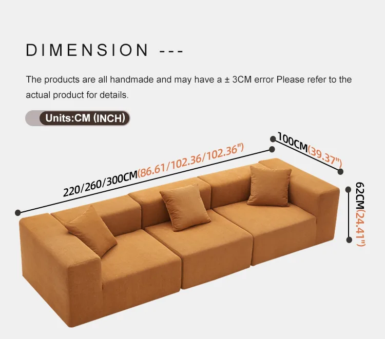 Elegant Three-Seat Sofa - Detail - KCK.CASA Compressed Sofa