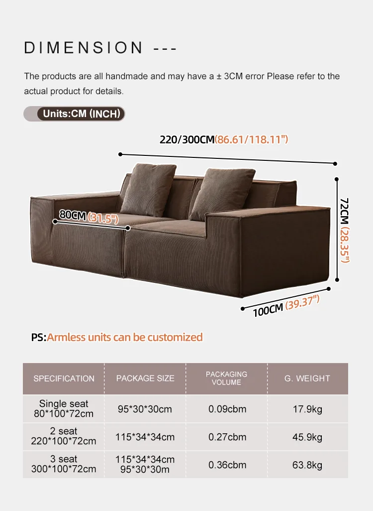 Compact Three-Seat Sofa — specs & details