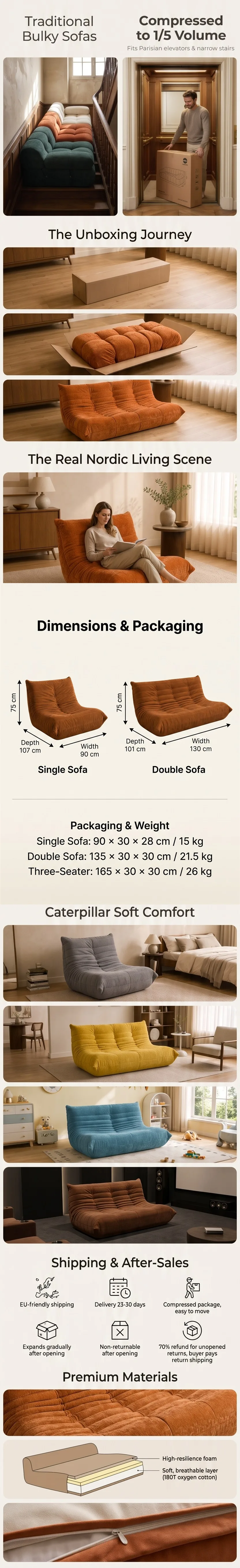 Caterpillar Sofa details