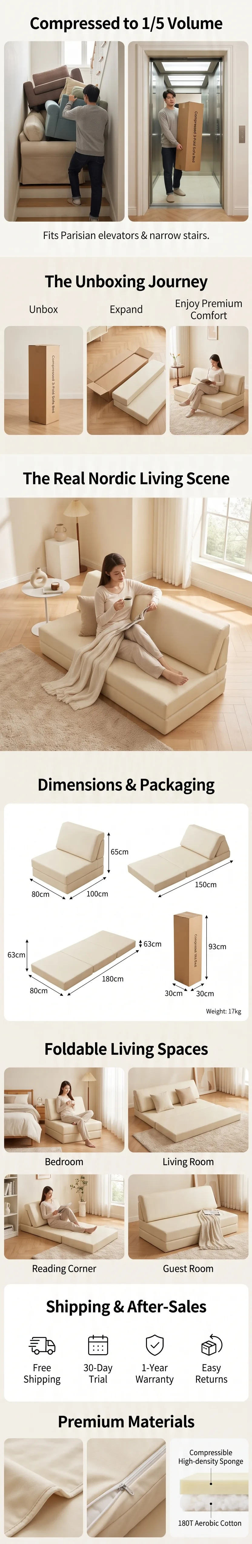Tri-Fold Sofa details